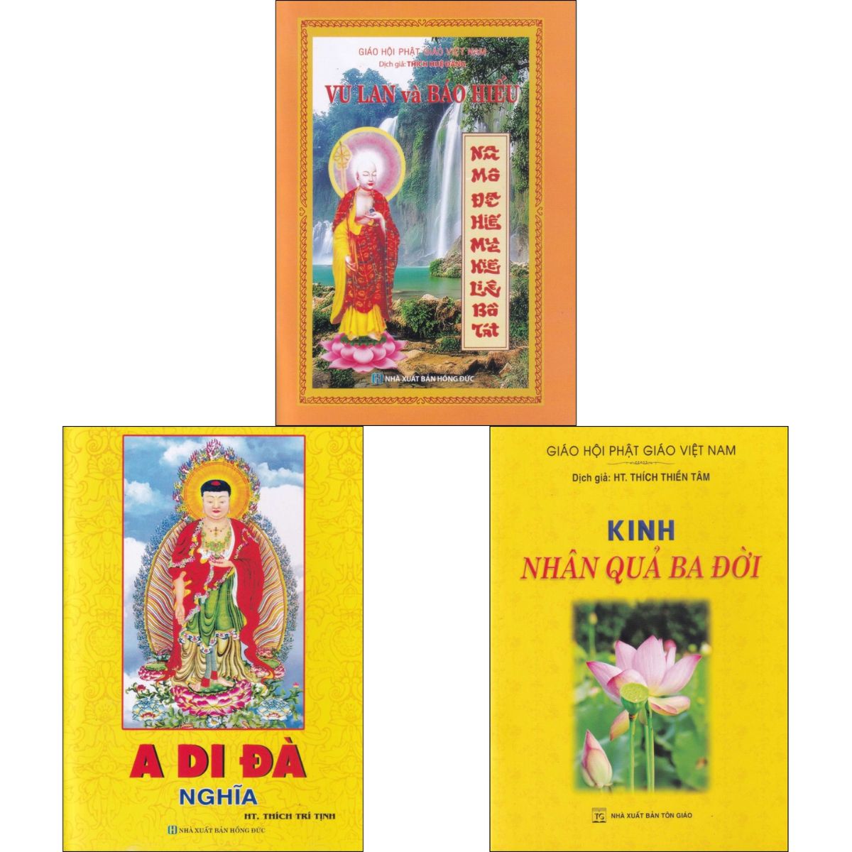 Combo Kinh Vu Lan Và Báo Hiếu + Kinh A Di Đà Nghĩa + Kinh Nhân Quả Ba Đời (Bộ 3 Quyển)